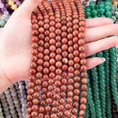 Золотой песчаник круглые бусы натуральный кристалл драгоценный камень свободные бусы для изготовления ювелирных изделий