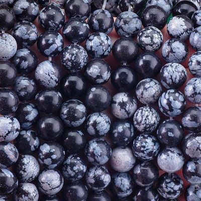 8мм Черная снежинка Обсидиан драгоценный камень Бусы Лечебный кристаллический камень Бусы для ювелирных изделий