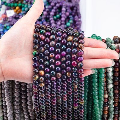 Естественный кристаллический драгоценный камень Радуга Тигрового глаза свободные бусины полудрагоценный камень для изготовления ювелирных изделий DIY
