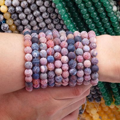 Dream Weathered Agate Loose Bead Strands Semi Precious Stone Matt Frosted Cracked Agate для изготовления ювелирных изделий