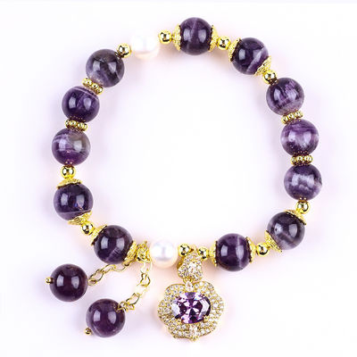 10мм Кольцо Мечты Аметист Каменный Натяжные браслеты с фиолетовым Bling Bling Charm