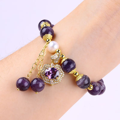 10мм Кольцо Мечты Аметист Каменный Натяжные браслеты с фиолетовым Bling Bling Charm