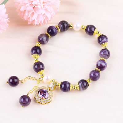 10мм Кольцо Мечты Аметист Каменный Натяжные браслеты с фиолетовым Bling Bling Charm