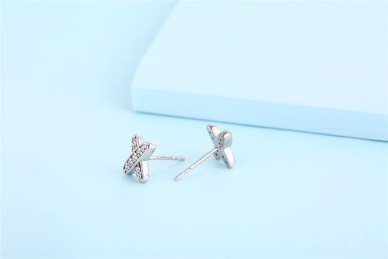 X Shape 925 Moissanite Stud Earrings Стерлинговая серебряная ювелирные изделия