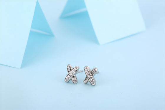 X Shape 925 Moissanite Stud Earrings Стерлинговая серебряная ювелирные изделия