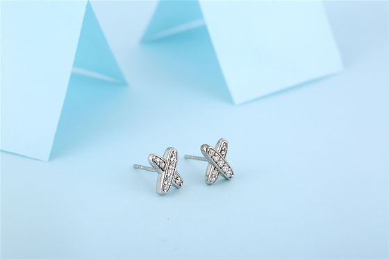 X Shape 925 Moissanite Stud Earrings Стерлинговая серебряная ювелирные изделия