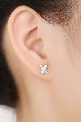 X Shape 925 Moissanite Stud Earrings Стерлинговая серебряная ювелирные изделия