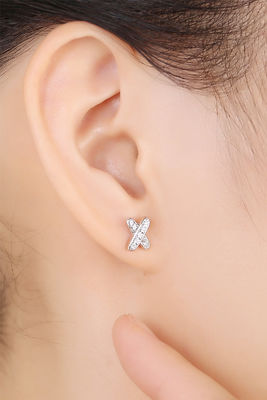 X Shape 925 Moissanite Stud Earrings Стерлинговая серебряная ювелирные изделия