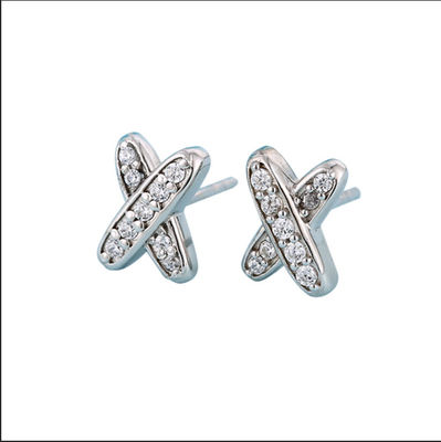 X Shape 925 Moissanite Stud Earrings Стерлинговая серебряная ювелирные изделия