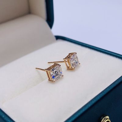 Кубические 18K золотые моссанитовые бриллиантовые серьги для подарка на день рождения