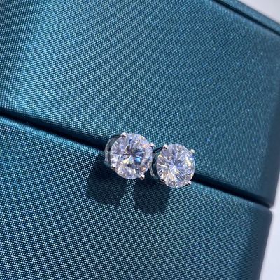 18k золотое мойсанитовое бриллиантовые серьги белого золота поддержка настройка