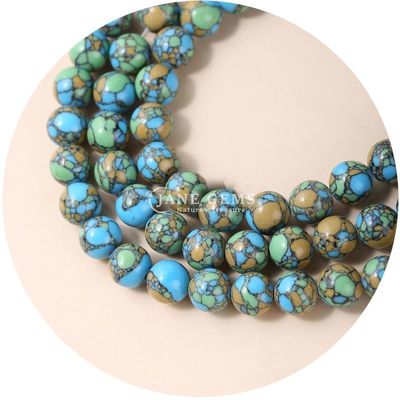 Оптовая продажа Howlite круглый камень свободные бусы бирюзовые свободные бусы круглые бусы расстояния для ювелирных изделий
