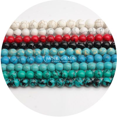 Оптовая продажа Howlite круглый камень свободные бусы бирюзовые свободные бусы круглые бусы расстояния для ювелирных изделий