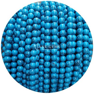 Оптовая продажа Howlite круглый камень свободные бусы бирюзовые свободные бусы круглые бусы расстояния для ювелирных изделий