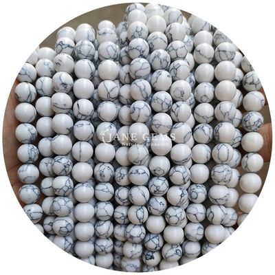 Оптовая продажа Howlite круглый камень свободные бусы бирюзовые свободные бусы круглые бусы расстояния для ювелирных изделий