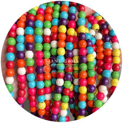 Оптовая продажа Howlite круглый камень свободные бусы бирюзовые свободные бусы круглые бусы расстояния для ювелирных изделий