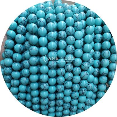 Оптовая продажа Howlite круглый камень свободные бусы бирюзовые свободные бусы круглые бусы расстояния для ювелирных изделий
