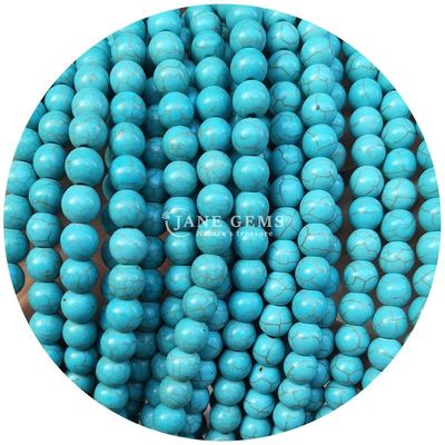 Оптовая продажа Howlite круглый камень свободные бусы бирюзовые свободные бусы круглые бусы расстояния для ювелирных изделий