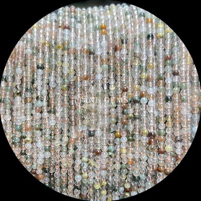 Многоцветные полированные круглые мини-бусины из драгоценных камней, садовый кварц, лунный камень для превосходного мастерства и дизайна